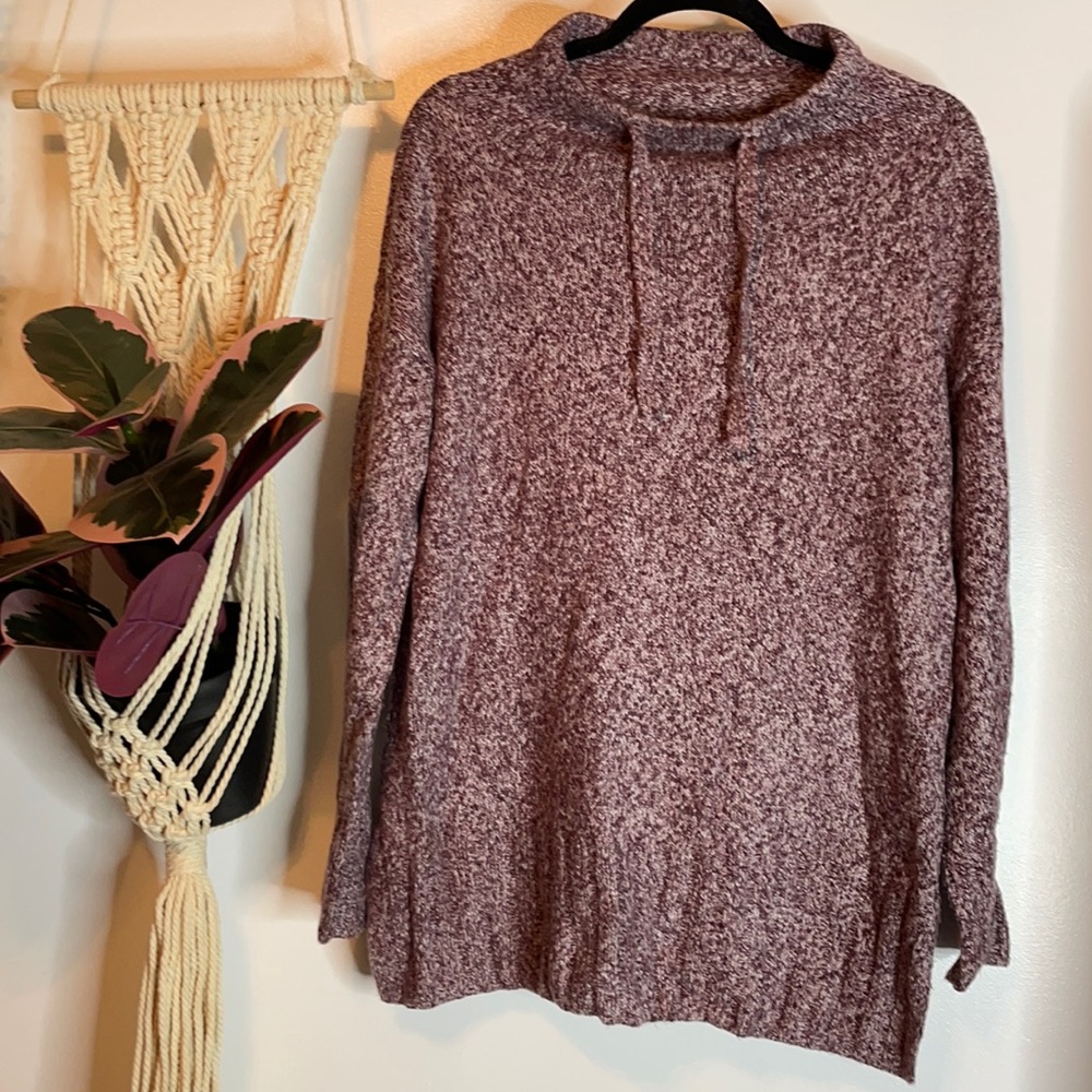 Lou & Grey Loft Maroon Red sweater pullover mock neck super soft cozy knit